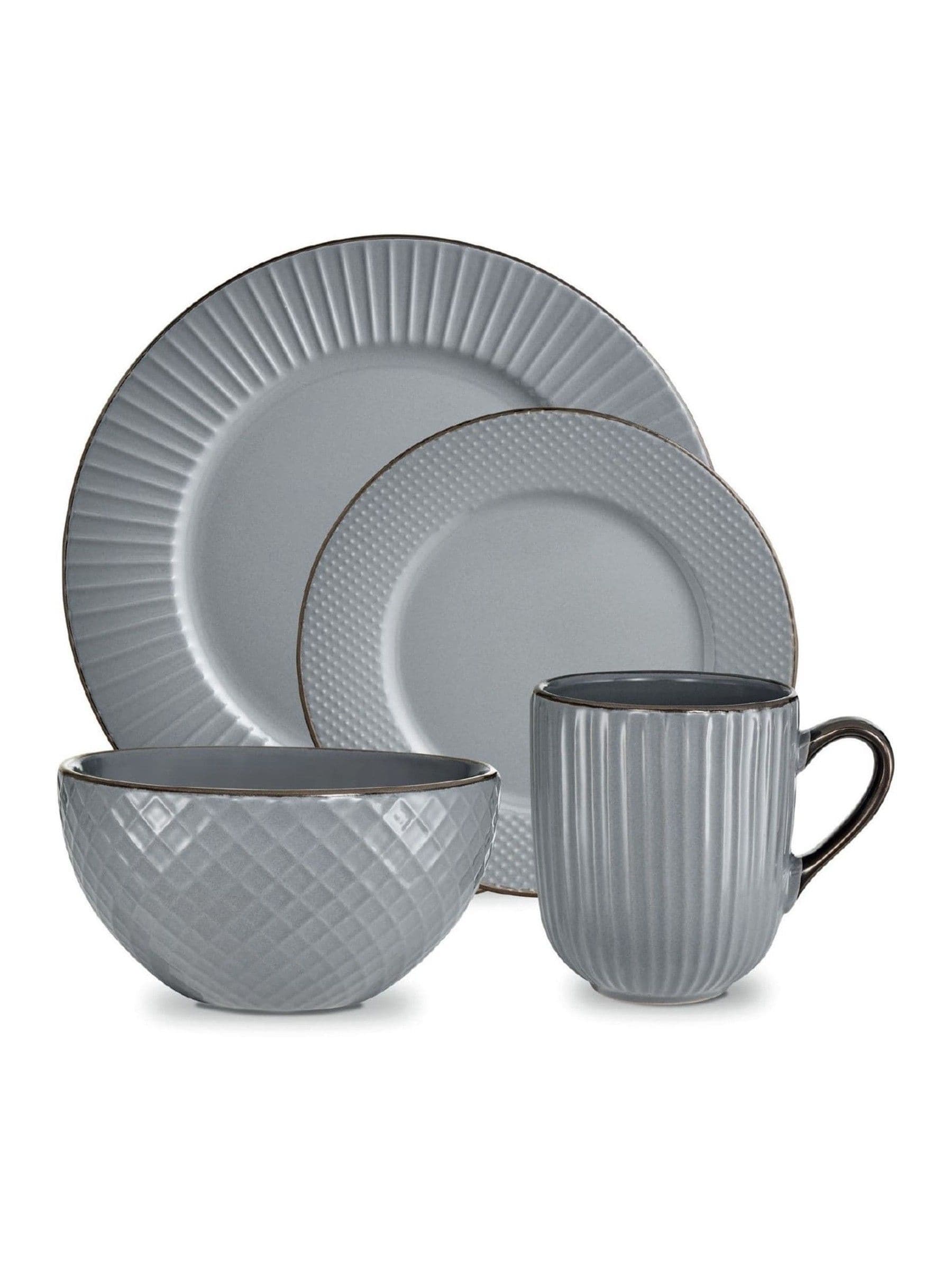 Tower 16 Piece Grey Dinnerware Set
