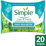 Simple Wipes Daily Detox Matte   20 per pack GOODS M&S   