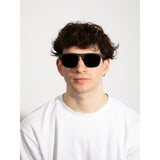 SVNX matte black wayfarer sunglasses blue mirrored lens - British product