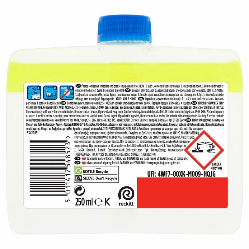Finish Lemon Sparkle dishwasher cleaner 4 x 250ml - British product