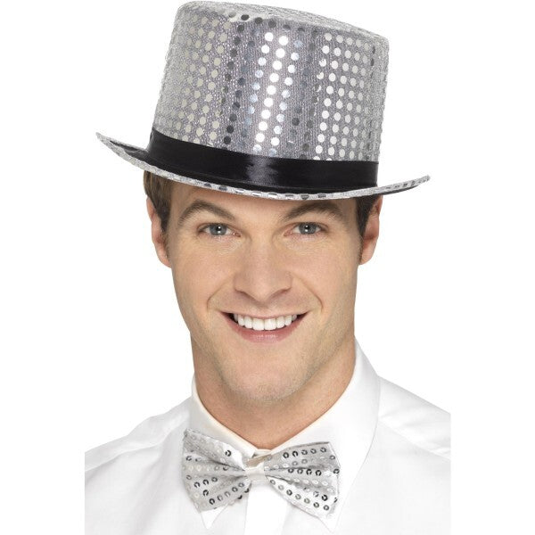 Smiffys sequin top hat silver (British brand)