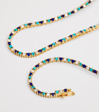 Jennifer Meyer yellow gold diamond turquoise lapis tennis bracelet, UK version