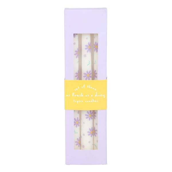 Something Different daisy taper candles pack of 3 - British product