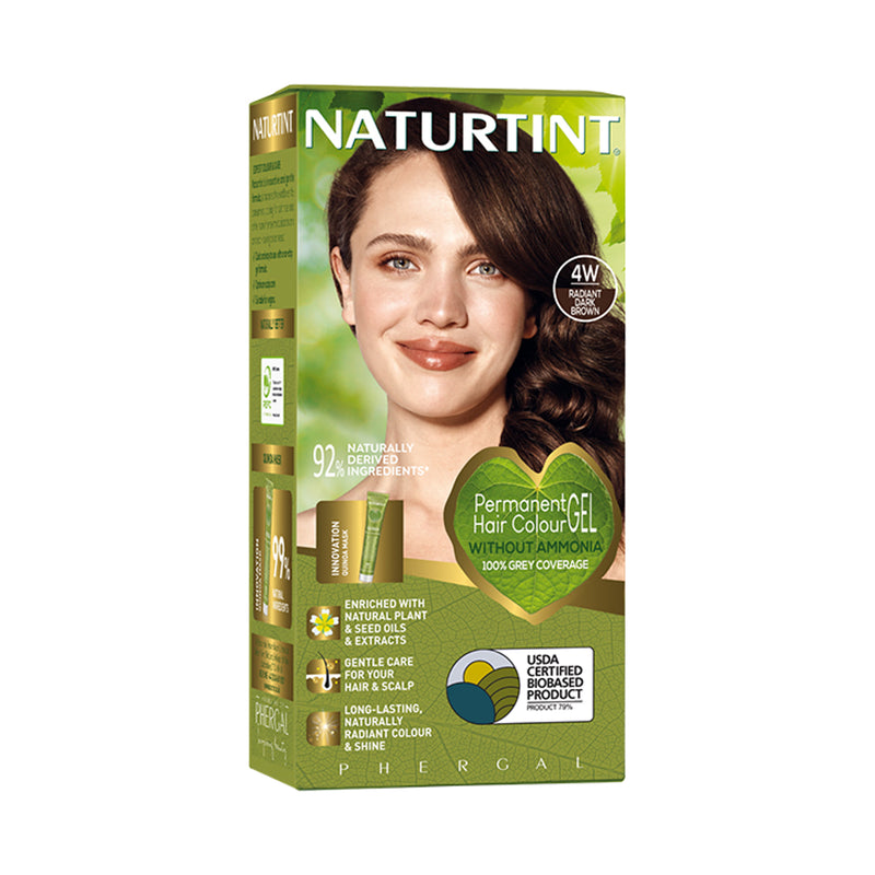 Naturtint permanent hair colour gel 4W Radiant Dark Brown, imported from the UK