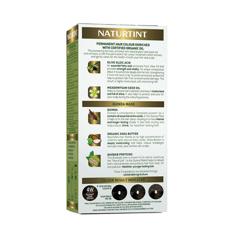 Naturtint permanent hair colour gel 4W Radiant Dark Brown, imported from the UK