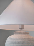 Kingham table lamp with white washed carved detail 55cm (British brand)