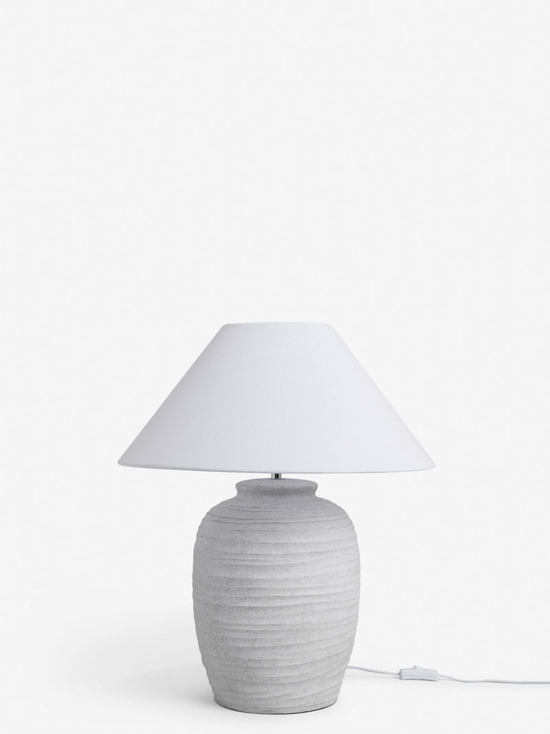 Kingham table lamp with white washed carved detail 55cm (British brand)