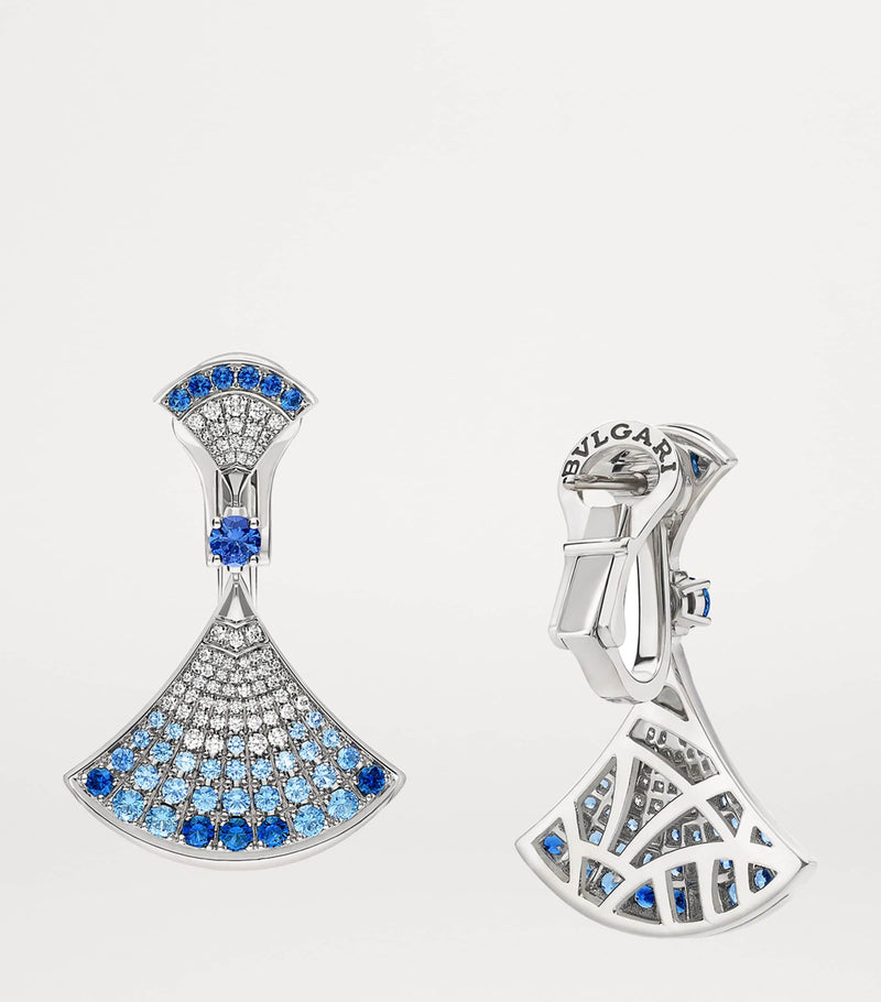 Bvlgari Divas Dream earrings in white gold with diamonds and sapphires - British product