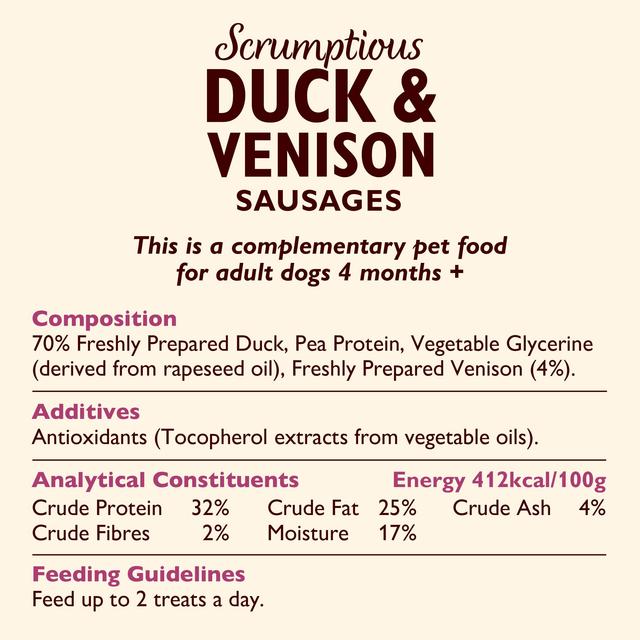 Lily's Kitchen Scrumptious Duck & Venison Sausages for Dogs   70g GOODS M&S   