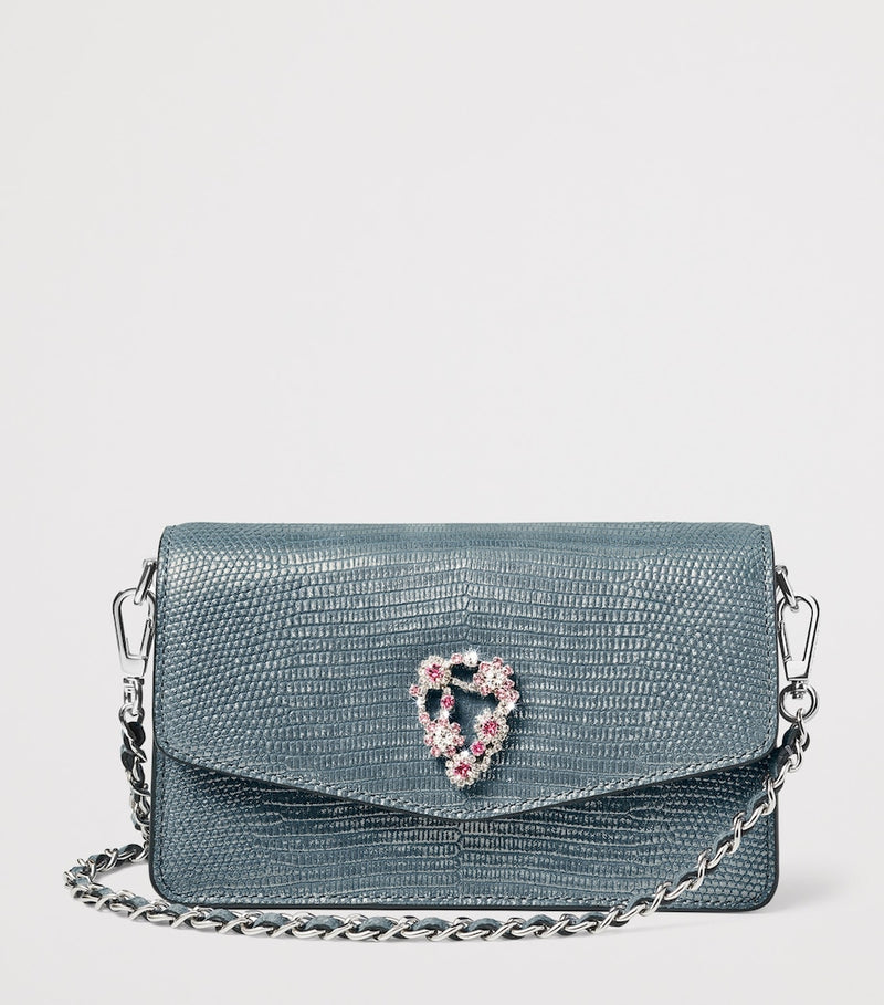 Aspinal of London snakeskin-embossed leather Eliza clutch bag, UK version