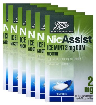 Boots NicAssist Ice Mint 2mg Gum - 6 x 105 Pieces Bundle General Health & Remedies Boots   