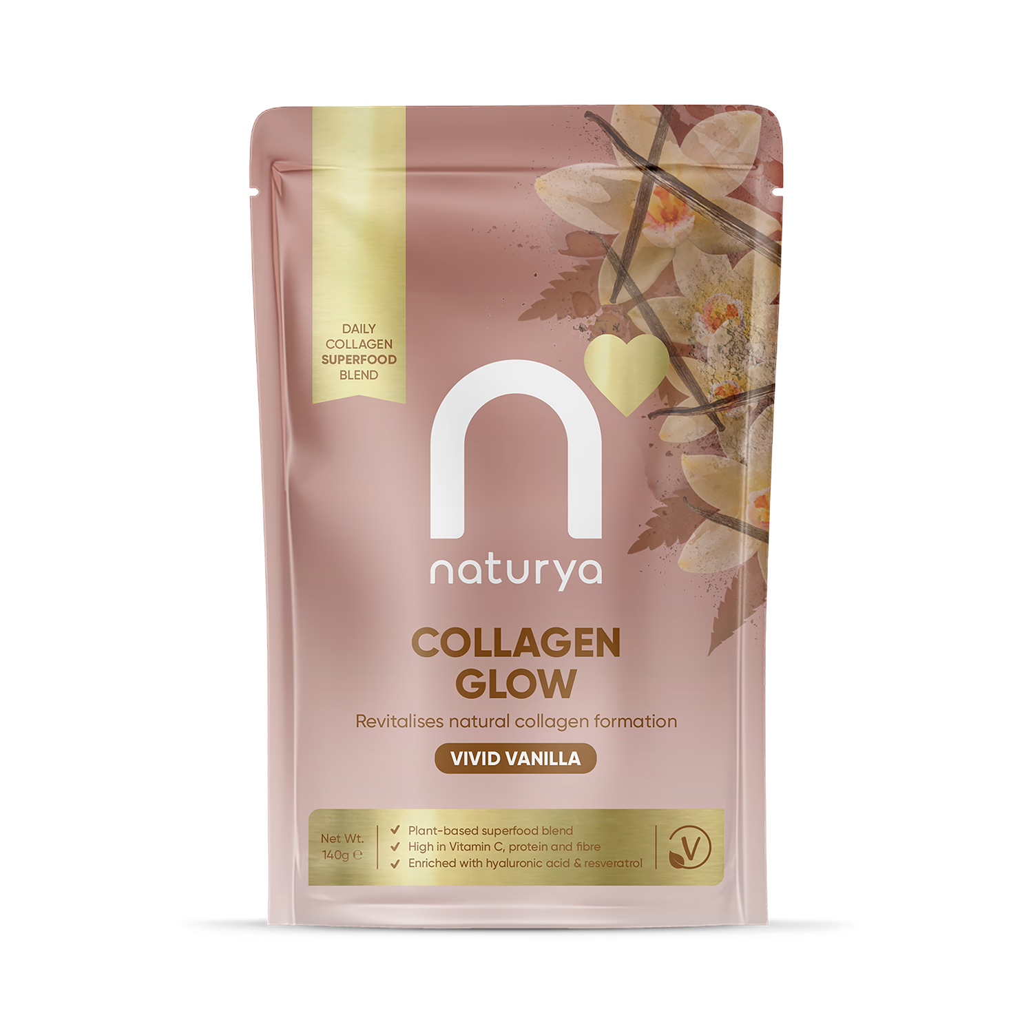 Naturya Collagen Support Vivid Vanilla 140g, imported from the UK