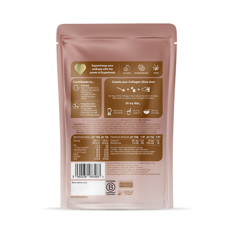 Naturya Collagen Support Vivid Vanilla 140g, imported from the UK