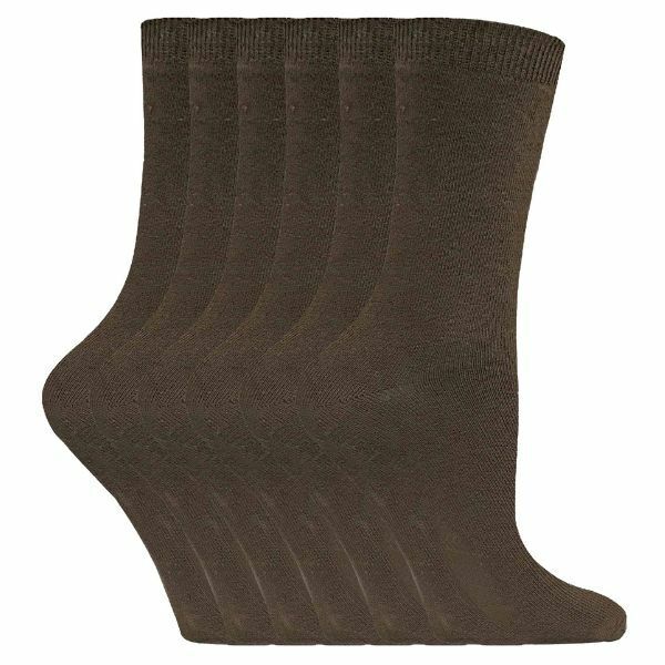 Sock Snob 6 Pairs Ladies Plain Coloured Cotton Socks 4-7 UK GOODS Superdrug PL30 Light Brown  