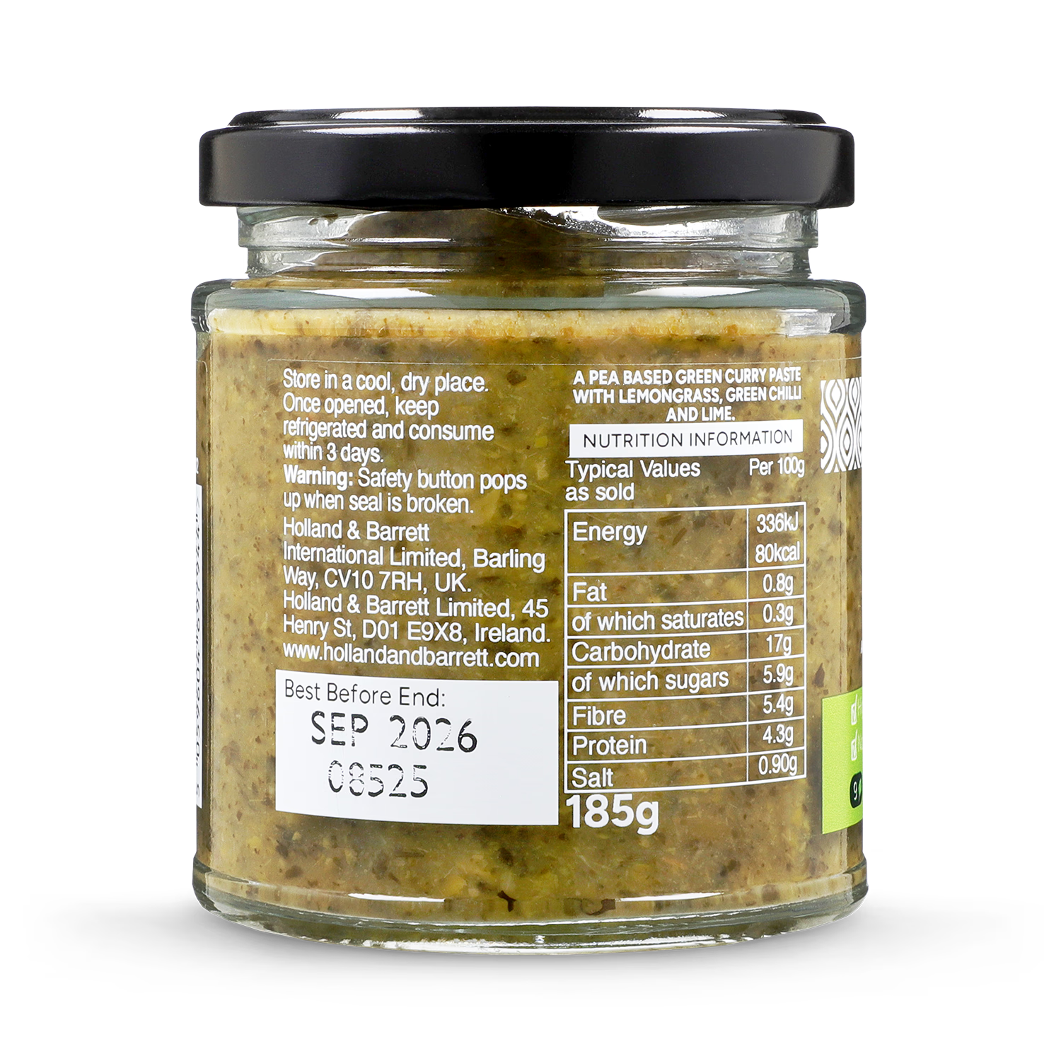 Holland & Barrett Green Thai Curry Paste 185g, UK version