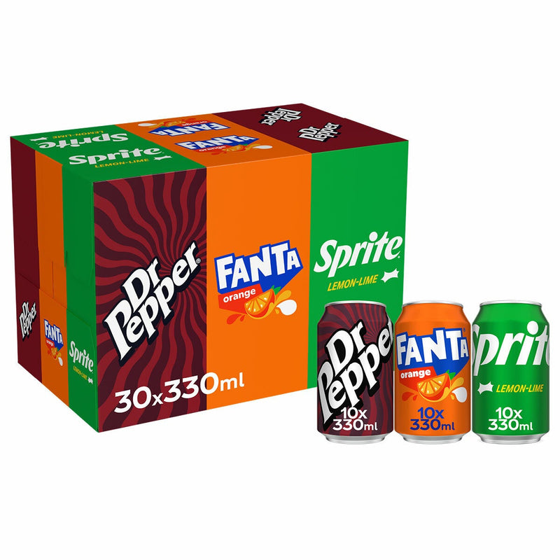 Fanta Dr Pepper Sprite variety pack 30 x 330ml, imported from the UK