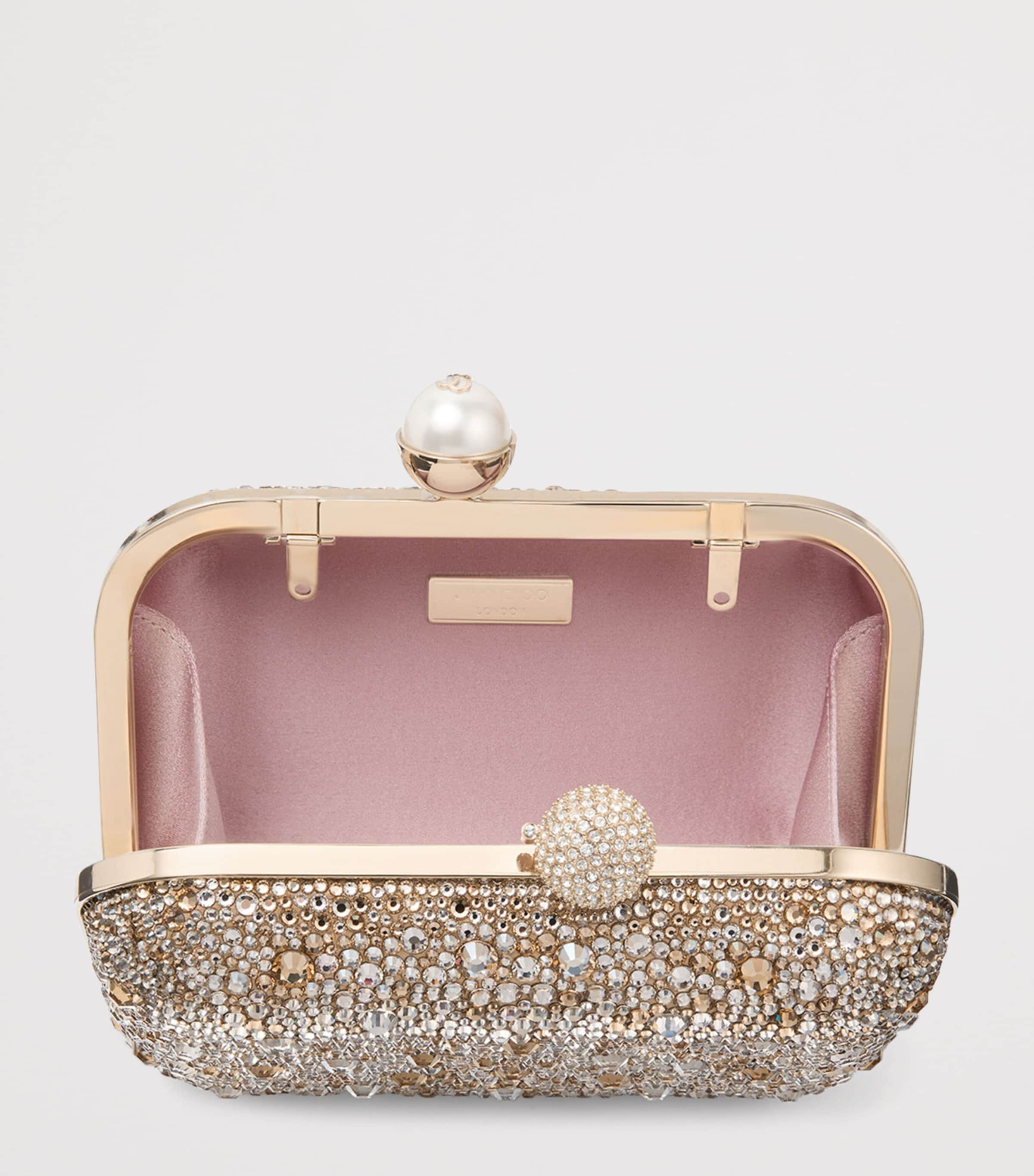 حقيبة Jimmy Choo Cloud clutch بمشبك كريستالي، مستوردة من المملكة المتحدة