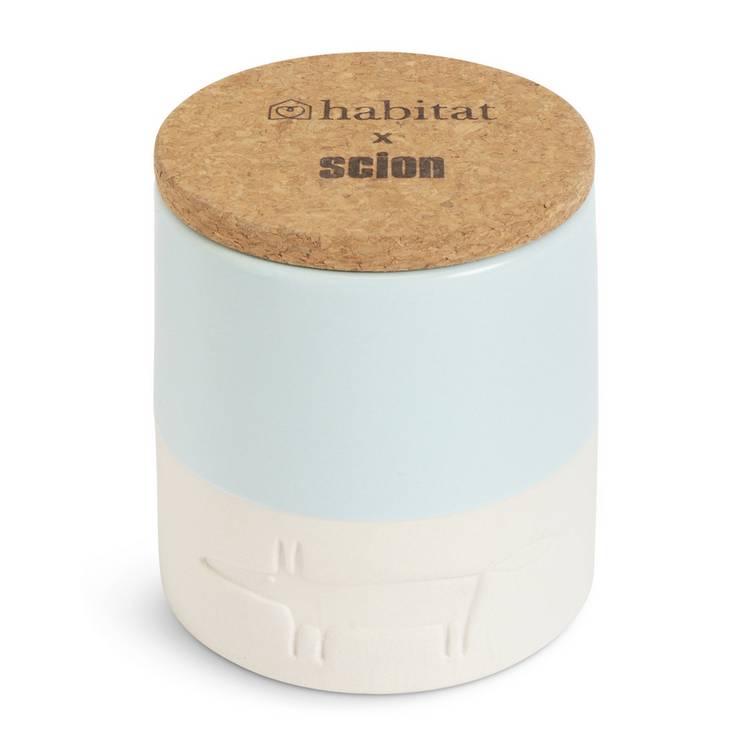 Habitat x Scion ceramic candle mandarin and violet, imported from the UK