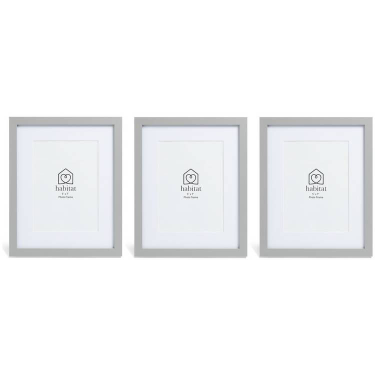 Habitat grey wooden picture frames set of 3, imported from the UK