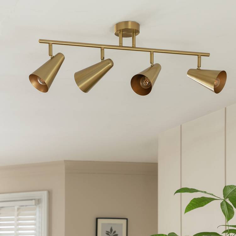 Argos Home steel 4 light spotlight bar brass finish, UK version