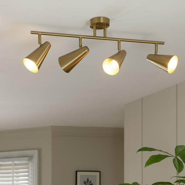 Argos Home steel 4 light spotlight bar brass finish, UK version
