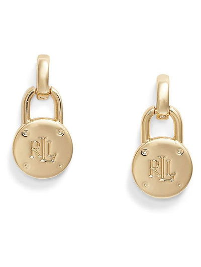 Ralph Lauren Gold Ton Logo Padlock Ohrringe