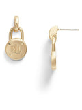 Ralph Lauren gold tone padlock earrings, UK version