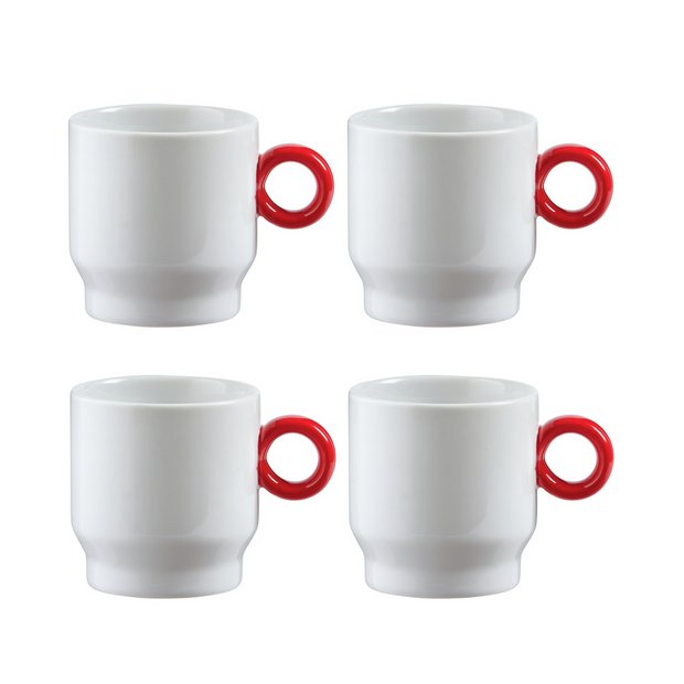 Sebastian Conran red coffee cup set of 4 (British brand)