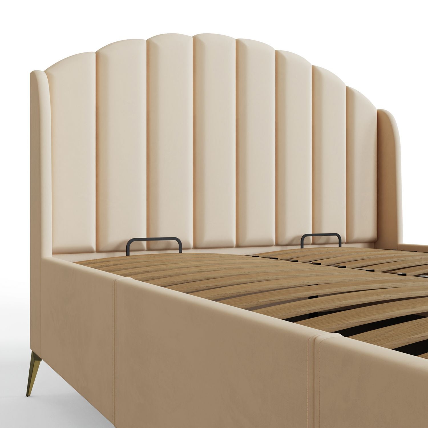 GFW Pettine Double Velvet Ottoman Bed Frame - Cream
