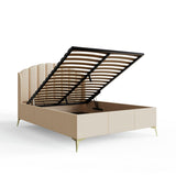 GFW Pettine Double Velvet Ottoman Bed Frame - Cream