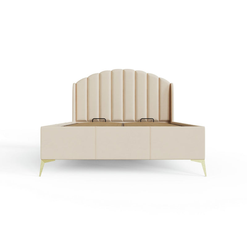 GFW Pettine Double Velvet Ottoman Bed Frame - Cream