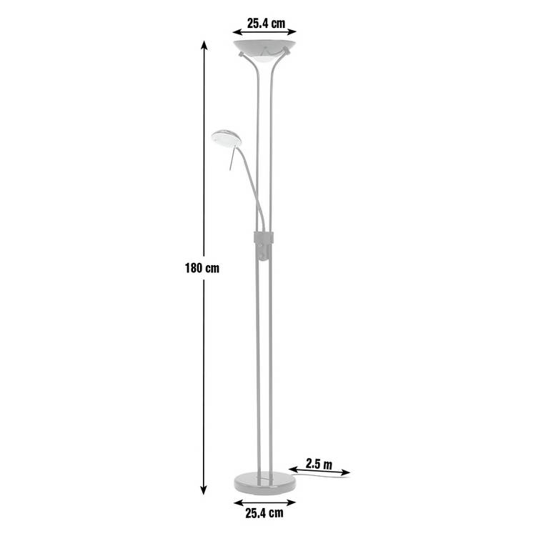 Argos Home black floor lamp with adjustable reading light (British brand)