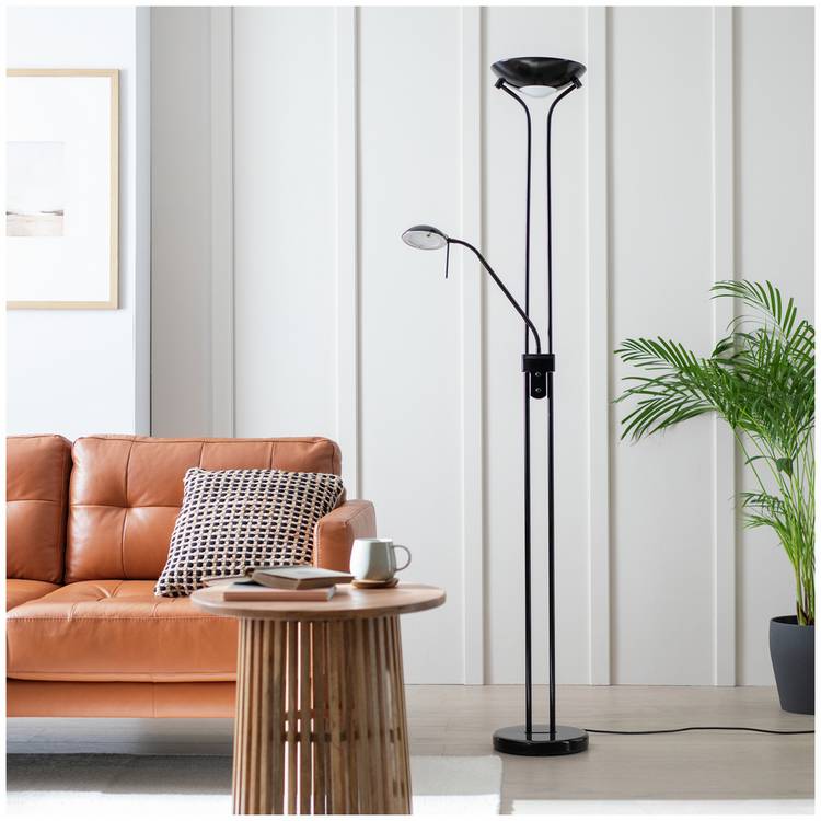 Argos Home black floor lamp with adjustable reading light (British brand)