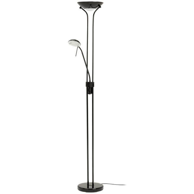 Argos Home black floor lamp with adjustable reading light (British brand)