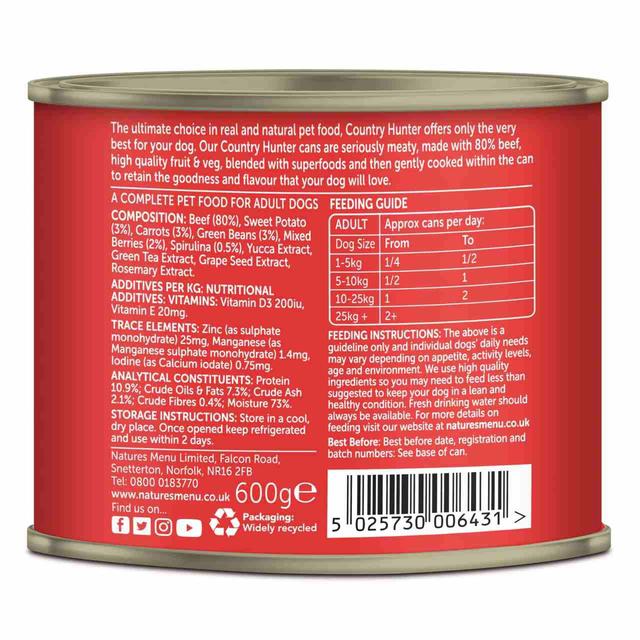 Natures Menu Country Hunter Superfood Beef Cans   6 x 600g GOODS M&S   