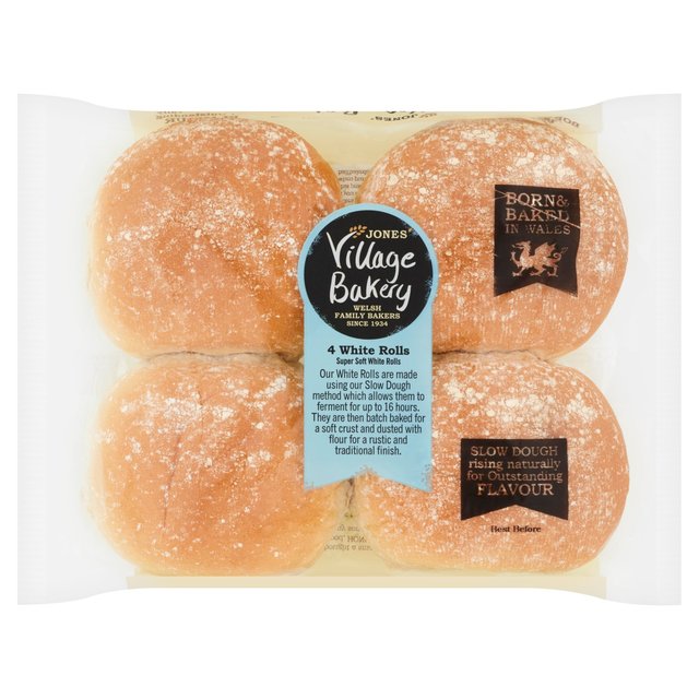 Village Bakery White Rolls   4 per pack GOODS M&S   