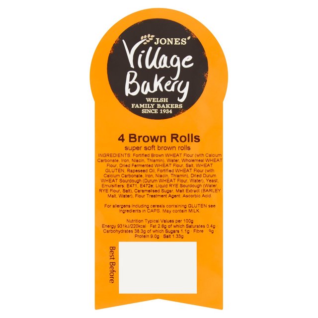 Village Bakery Brown Rolls   4 per pack