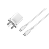 20W USB-C mains charger and Lightning cable white - British product