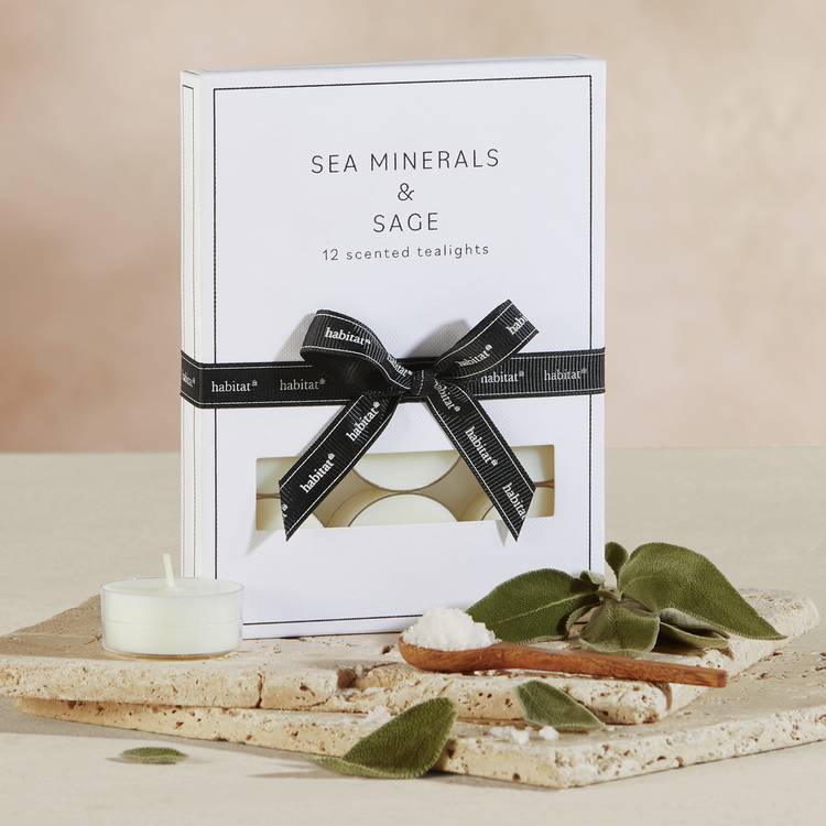Habitat tealight candles sea minerals and sage pack of 12, imported from the UK