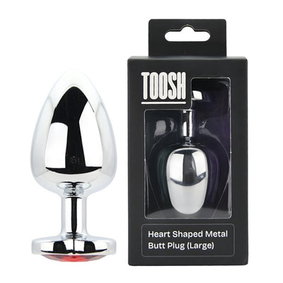 Superdrug Loving Joy Toosh Heart Shaped Silver Butt Plug with Red Stone Large- Buy online at McGrocer