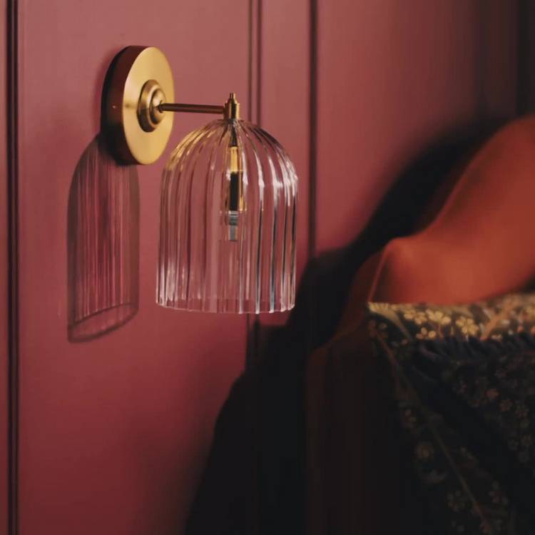Habitat glass cloche wall light brushed brass - British product