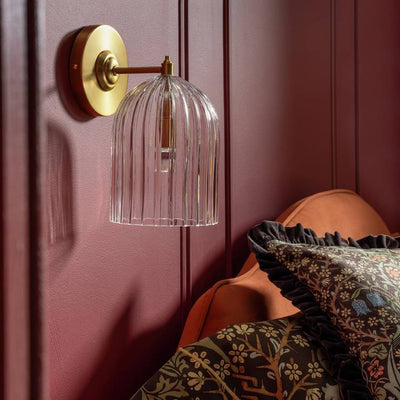 Argos Habitat x Morris & Co. Glass & Brass Cloche Wall Light, H27 x W19 x D15cm- Buy online at McGrocer