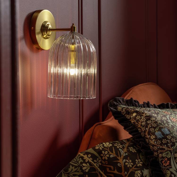 Habitat glass cloche wall light brushed brass - British product