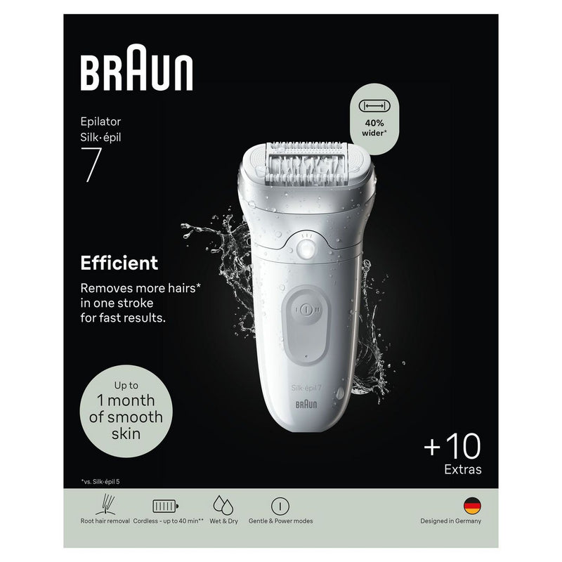 Braun Silk-epil 7 wet dry cordless epilator with attachments (British brand)