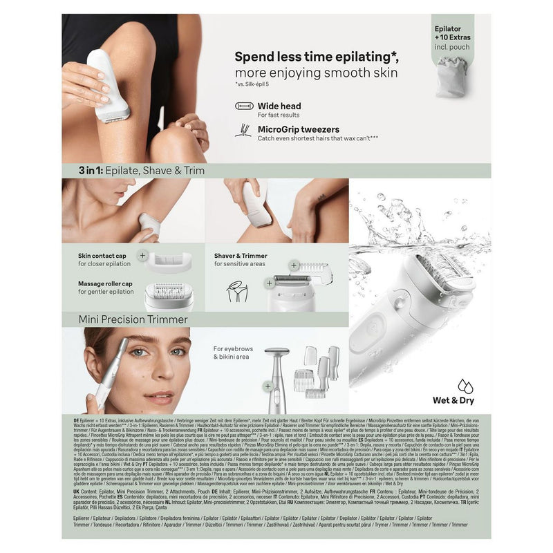 Braun Silk-epil 7 wet dry cordless epilator with attachments (British brand)