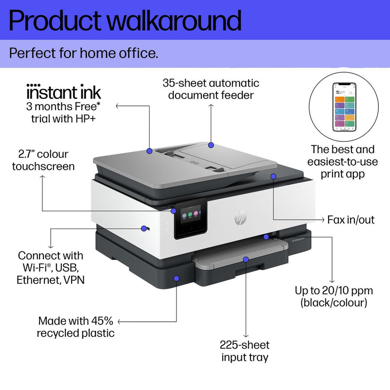 HP OfficeJet Pro 8122e all-in-one printer, UK version
