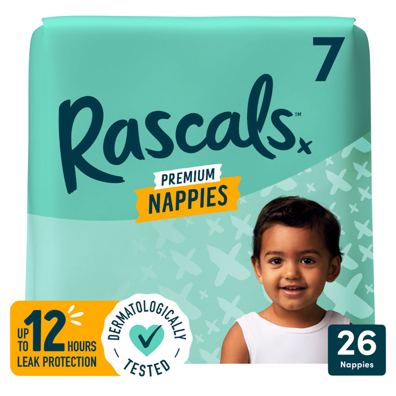 Rascals Premium Nappies size 7, imported from the UK