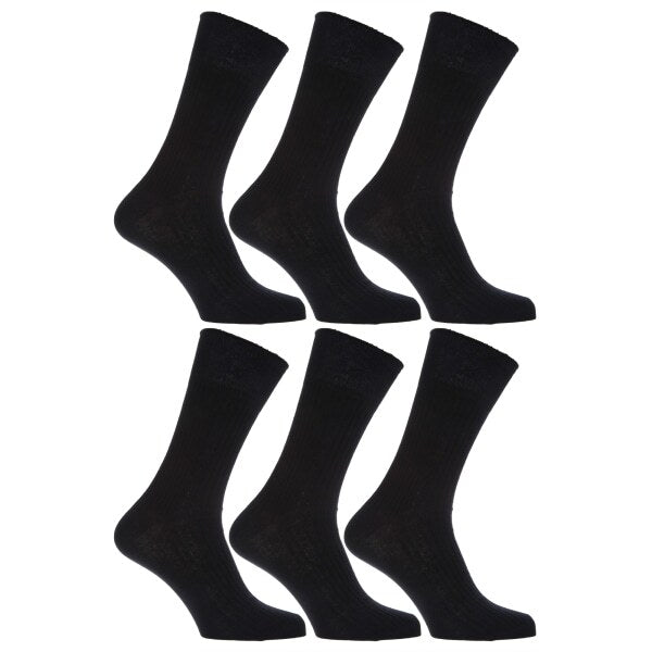 Mens 100% Cotton Socks (Pack Of 6) (UK Shoe 11-14)