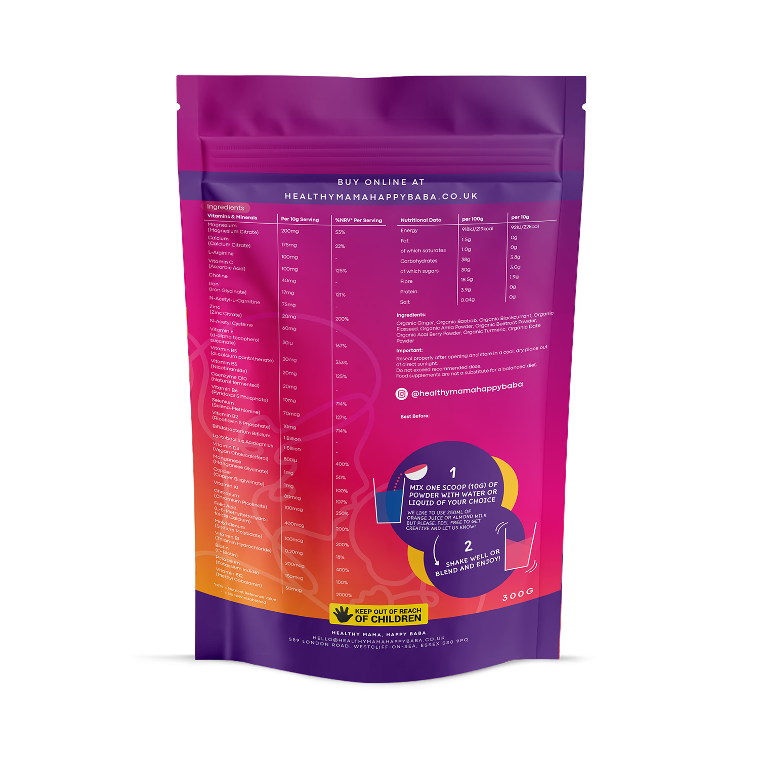 Healthy Mama Happy Baba prenatal supplement powder vitamins and minerals - British product