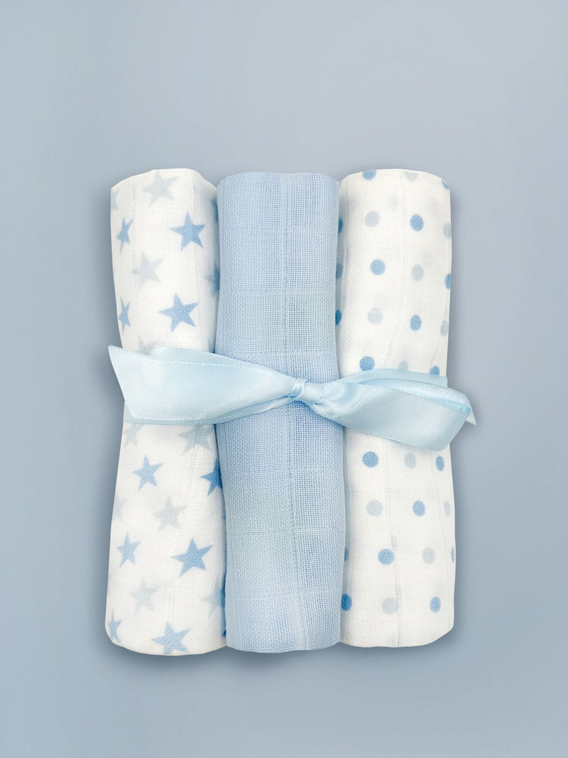 Babyblooms baby blue welcome hamper with Frankie Bear soft toy, UK version